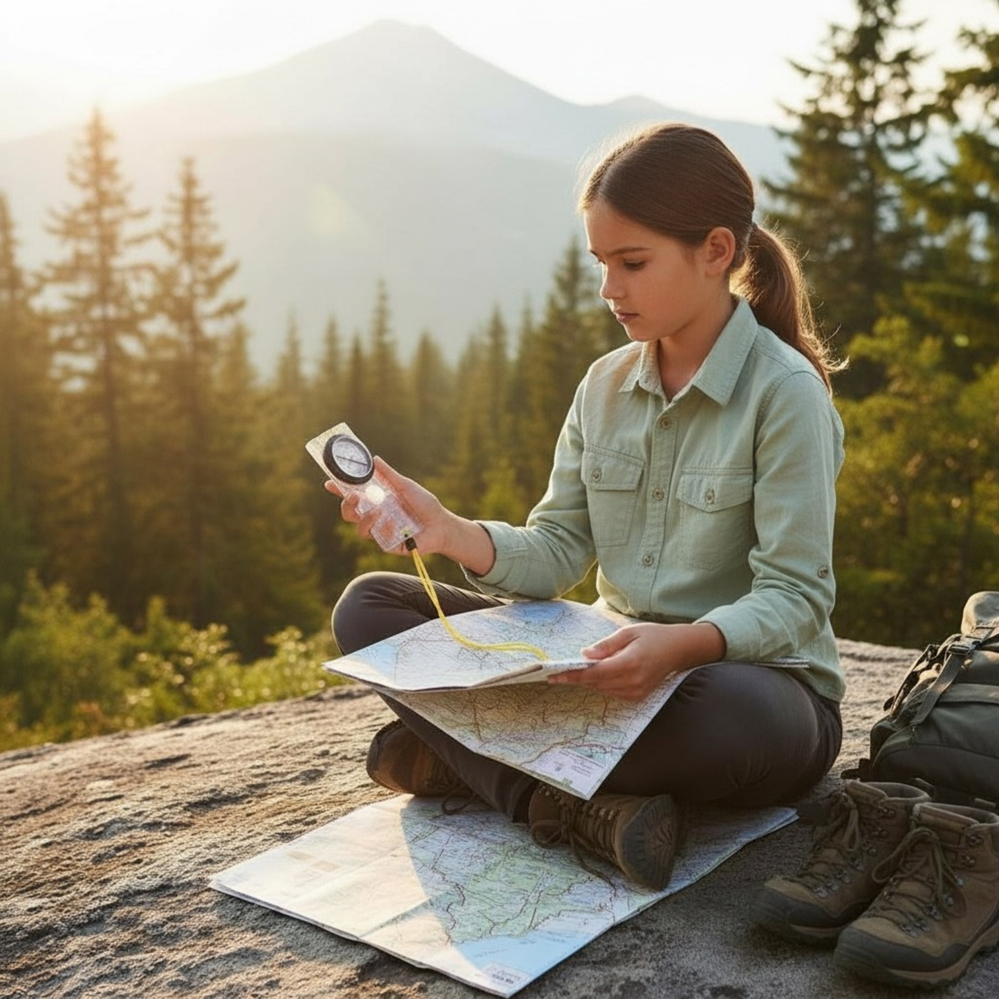 Kids Navigation Kit Compass Map Skills Adventure Set