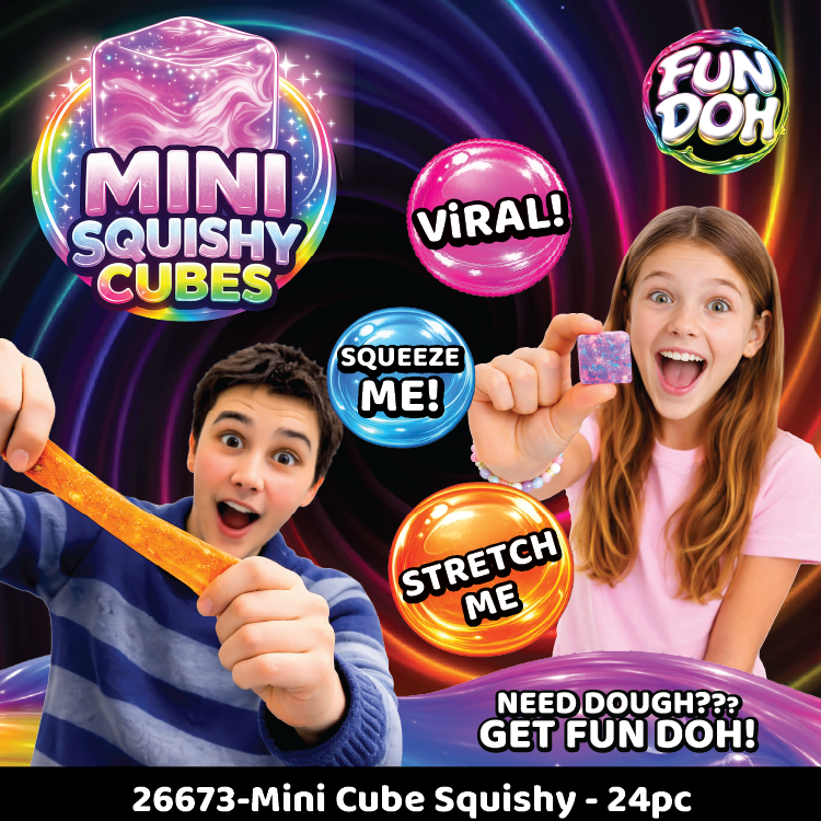 Fun Doh MINI Squishy Cube 2 Pack VIRAL Variety - 24/Display