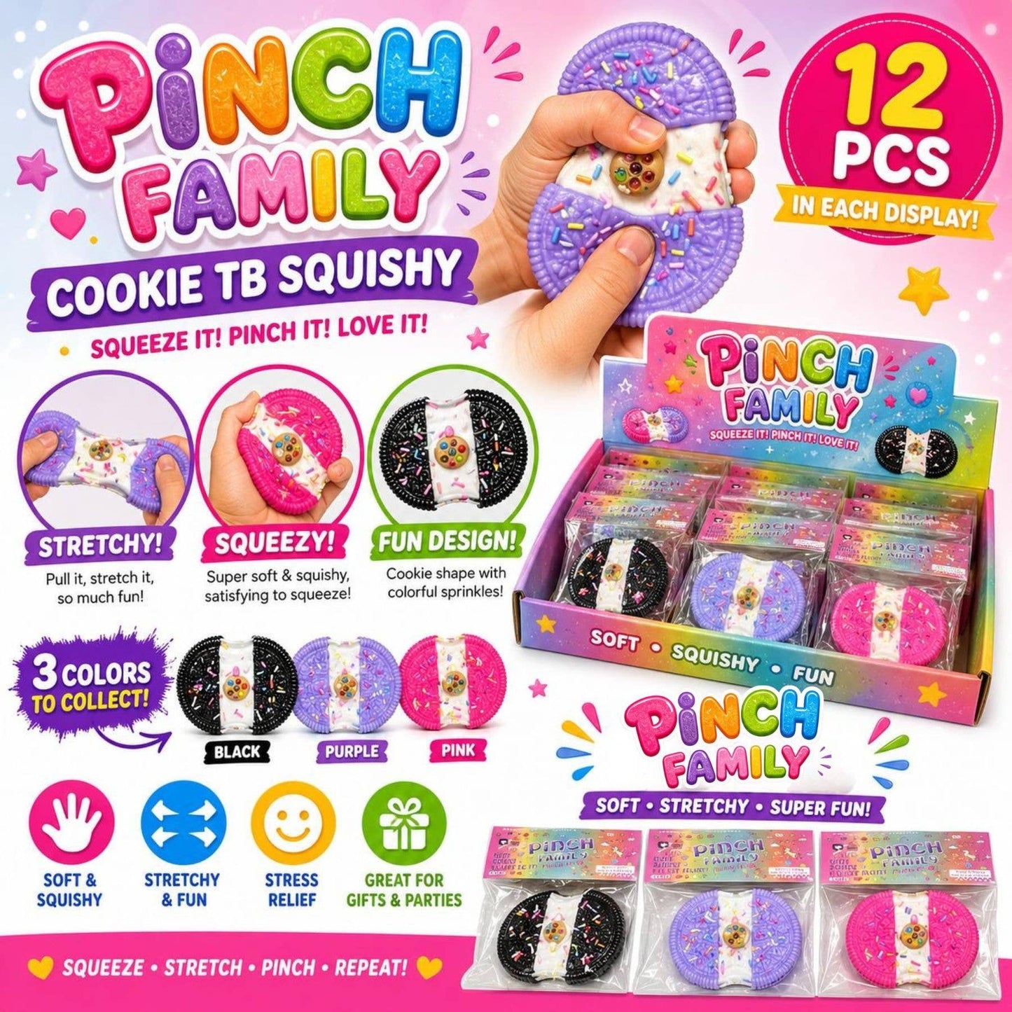 Pinch Family Cookie TB Squishy – Stretchy Cookie Sandwich