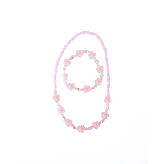 Great Pretenders - Pink Crystal Blooms Necklace & Bracelet Set