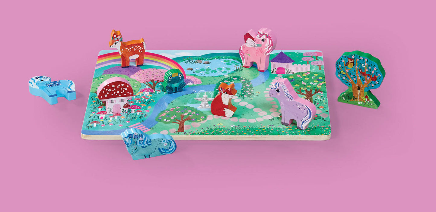 16 Piece Wood Puzzle - Unicorn Garden