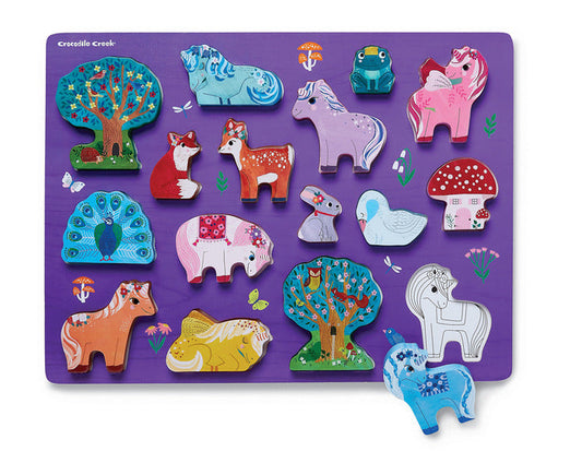 16 Piece Wood Puzzle - Unicorn Garden